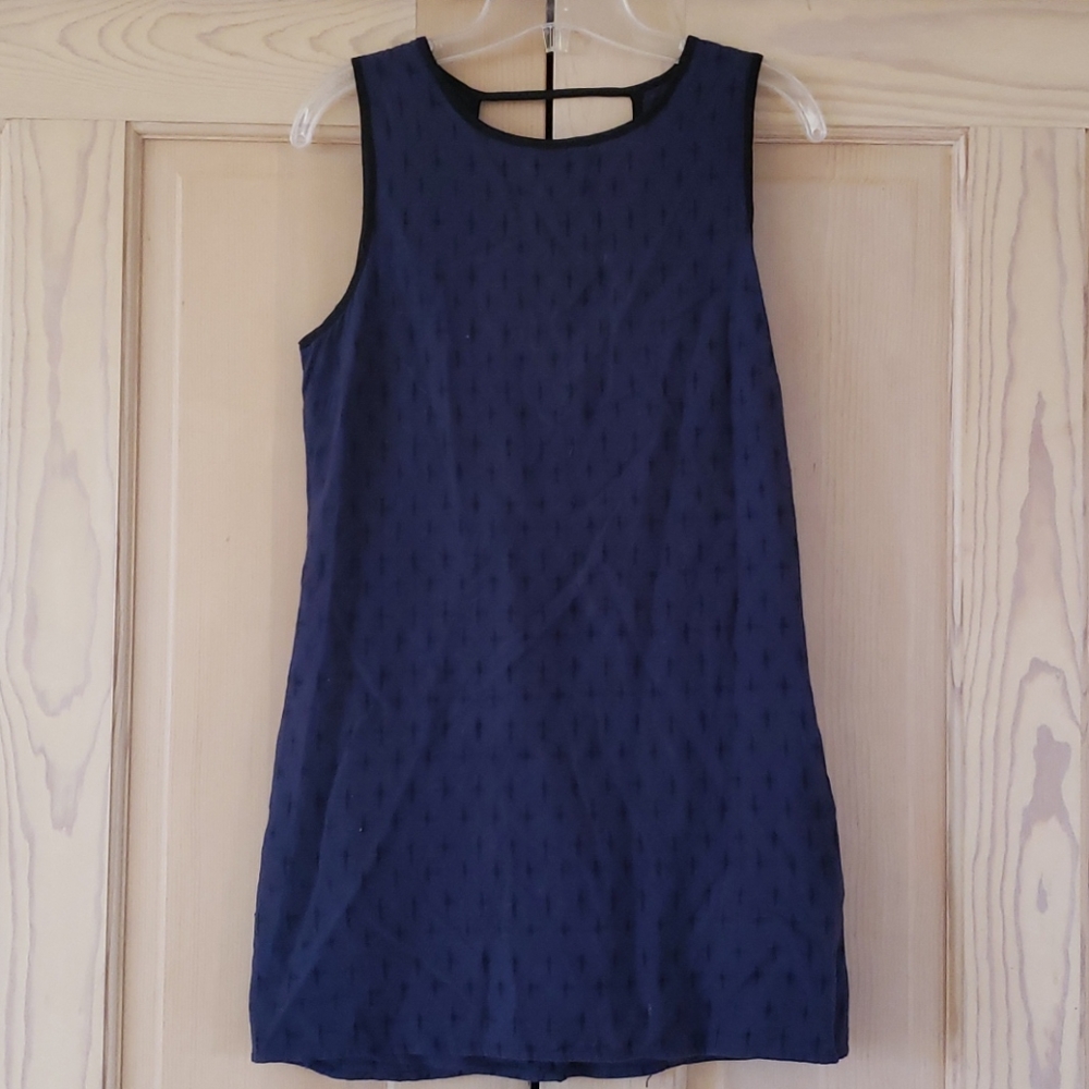 Black and Blue Cotton Backless Dress